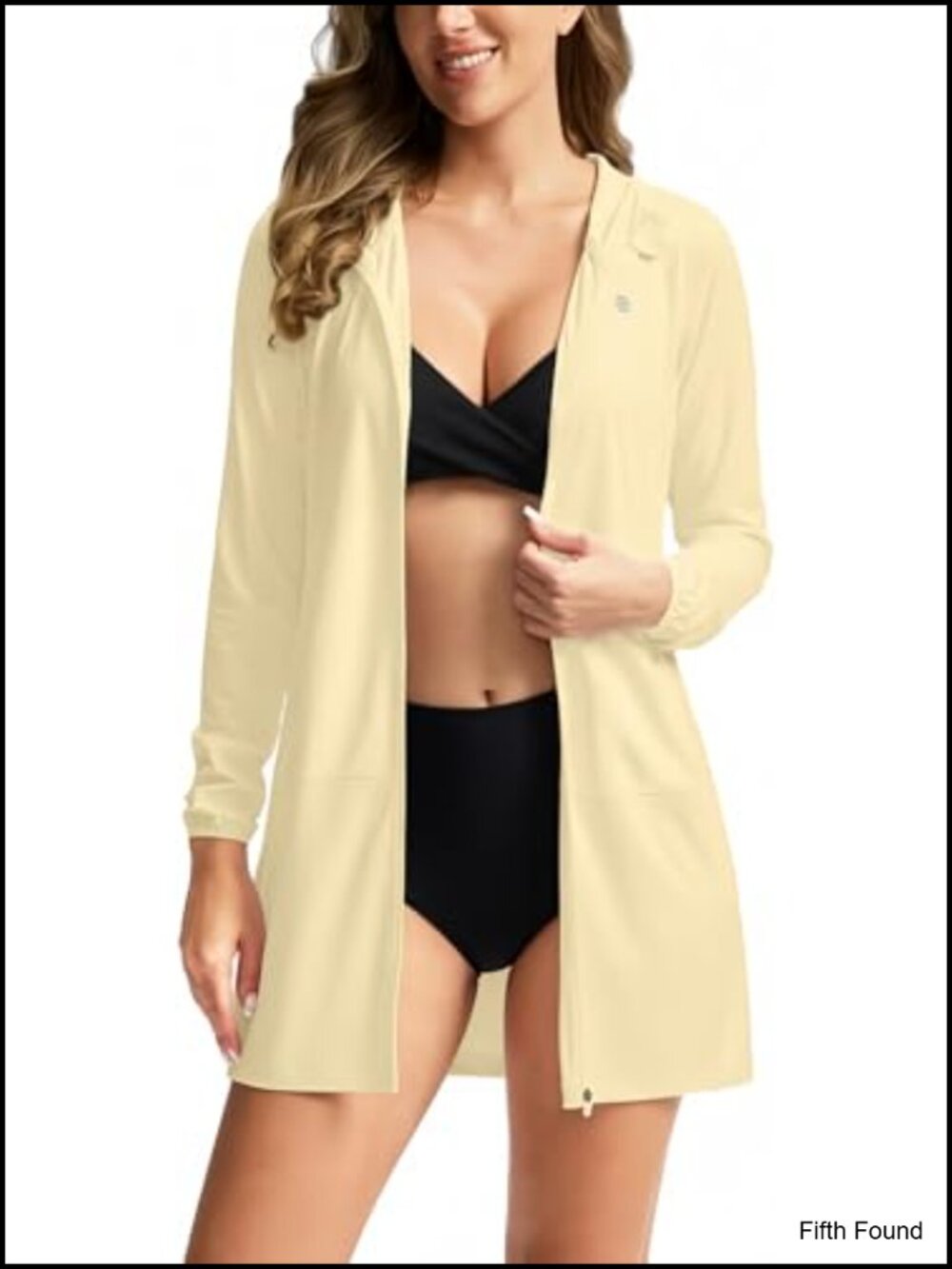 UPF 50+ Women's Long Sleeve Hooded Full-Zip Swim Cover-Up Sun Protection